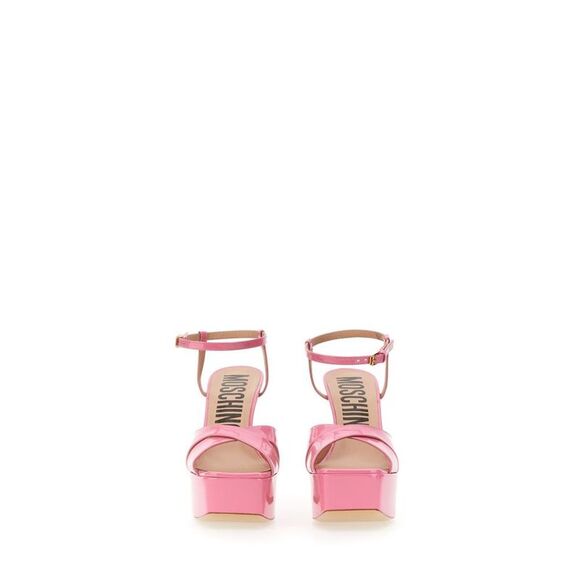 MOSCHINO COUTURE Platform Ankle Strap Sandals Women PINK Wedges - Picture 2 of 3